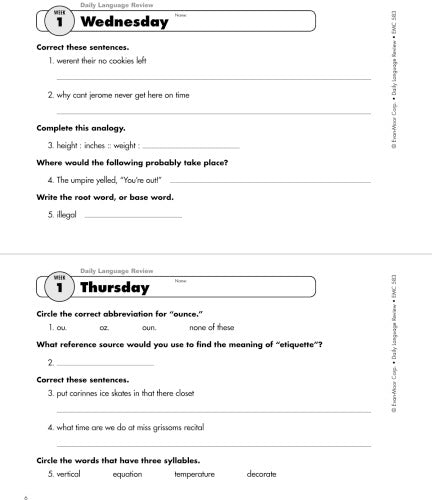 Daily Language Review, Grade 5