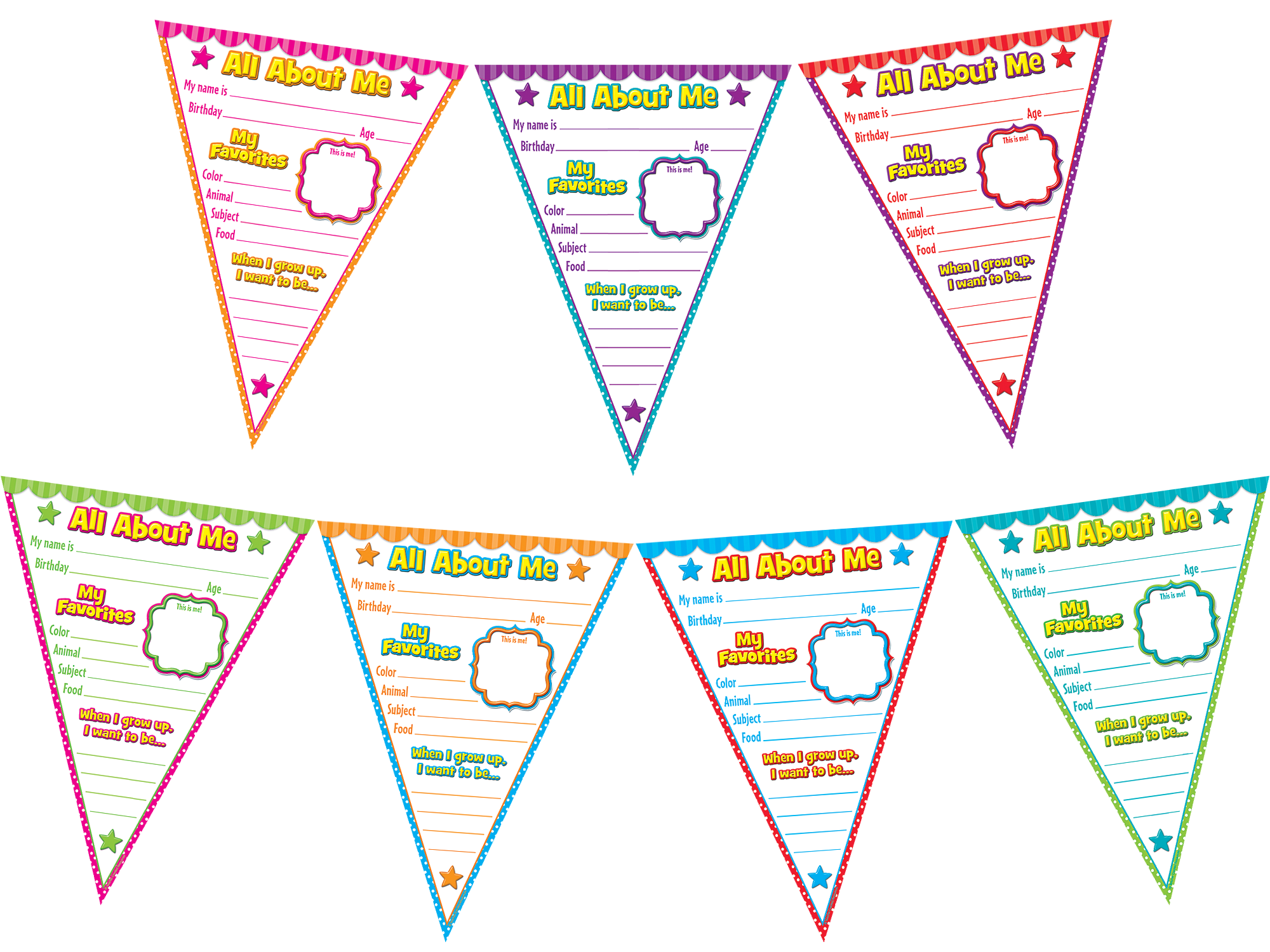 All About Me Pennants Bulletin Board