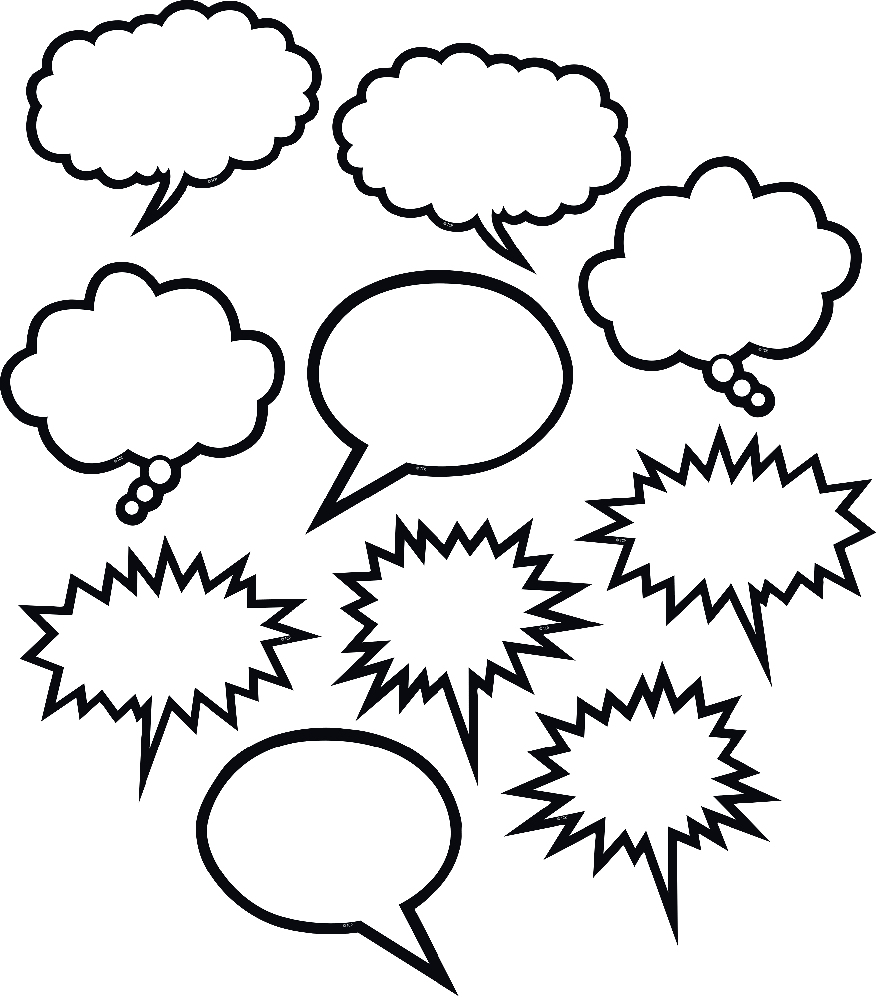 Black & White Speech/Thought Bubbles Accents