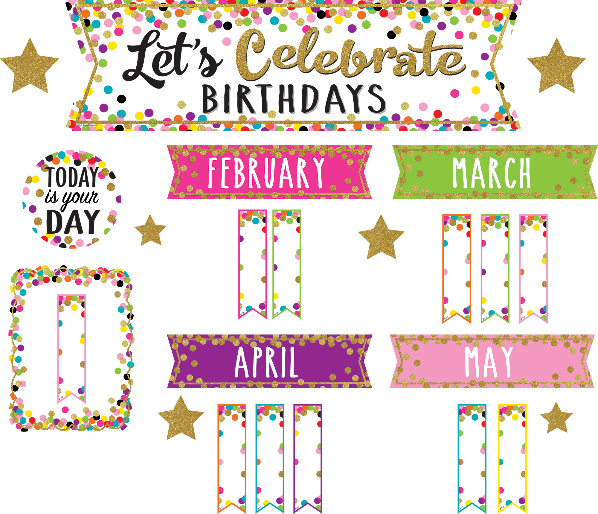 Confetti Let’s Celebrate Birthdays Mini Bulletin Board