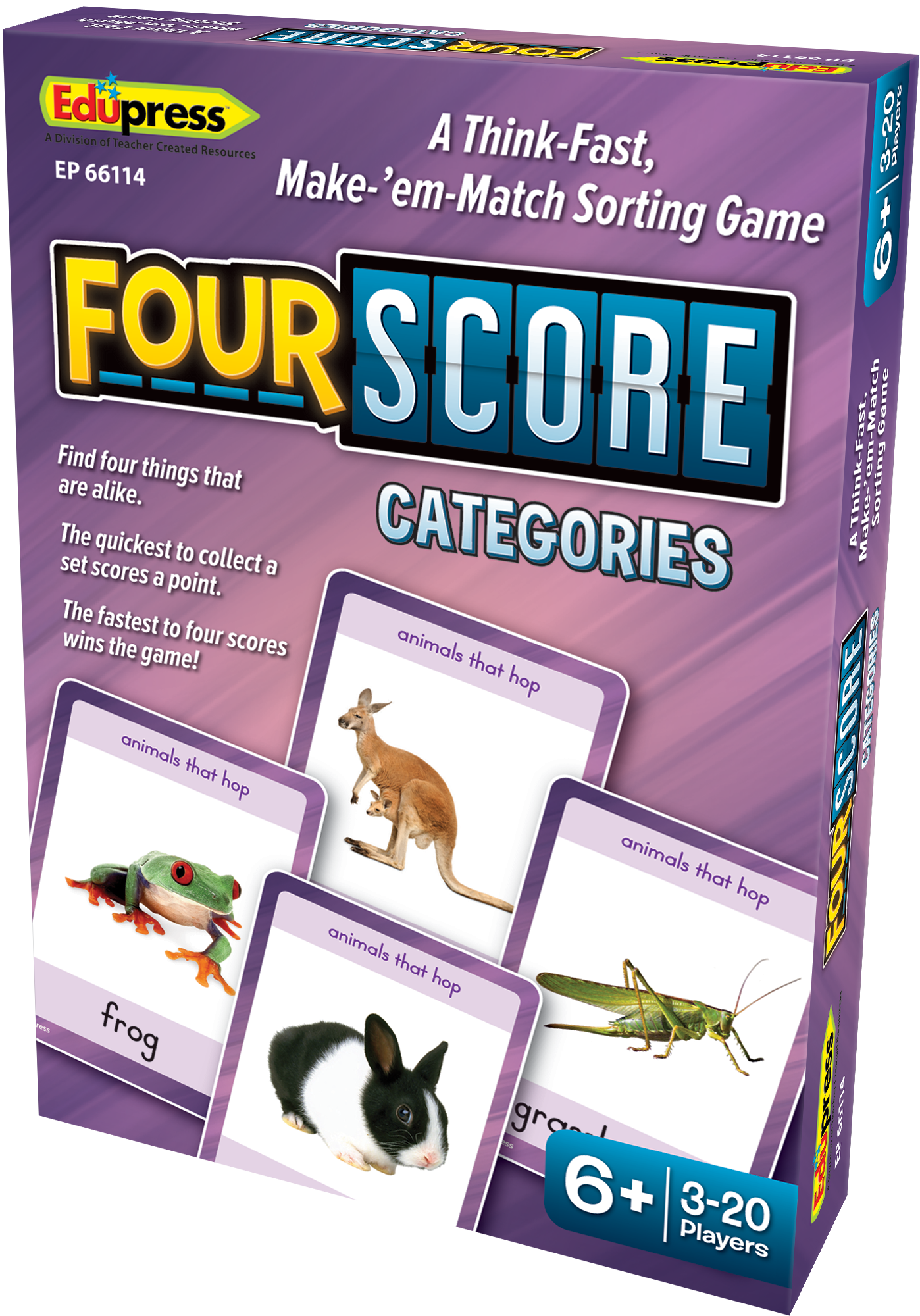 Players can practice categorization with this edition of Four Score.