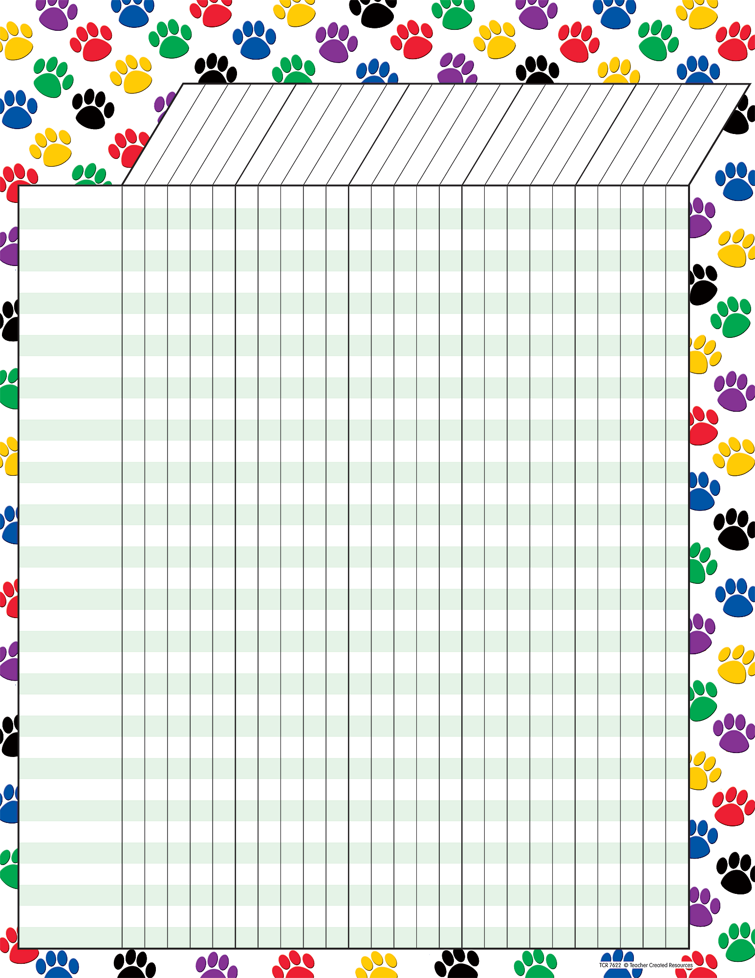 Colorful Paw Prints Incentive Chart